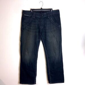 Firetrap blackseal mens dark denim loose straight jeans size 38x32